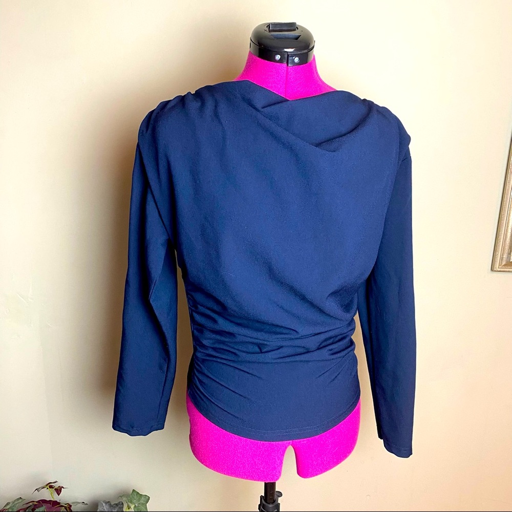 Zara Navy Blue Ruching Top